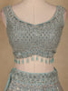 Aqua Blue Floral Embroidered Sequins And Beads Work Net Lehenga Set