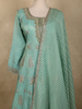 Aqua Blue Floral Embroidered Tissue Silk Palazzo Suit with Striped Dupatta