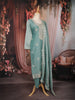 Aqua Blue Floral Embroidered Tissue Silk Straight Cut Salwar Suit with Dupatta