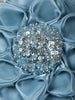Aqua Blue Floral Layered Design Net Ruffle Frock