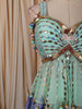 Aqua Blue Floral Mirror and Beads Embroidered Design Tussar Silk Peplum Palazzo Suit with Matching Dupatta