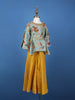 Aqua Blue Floral Printed Cotton Palazzo Suit - Diadem