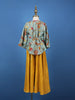 Aqua Blue Floral Printed Cotton Palazzo Suit - Diadem
