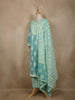 Aqua Blue Floral Printed Cotton Salwar Suit With Dupatta