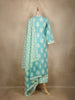 Aqua Blue Floral Printed Cotton Salwar Suit With Dupatta