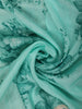 Aqua Blue Floral Printed Design Chiffon Party Wear Saree with Lace Border