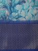 Aqua Blue Floral Printed Design Chiffon Saree with Contrast Zari Border