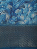 Aqua Blue Floral Printed Design Chiffon Saree with Zari Border
