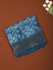Aqua Blue Floral Printed Design Chiffon Saree with Zari Border