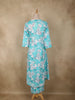 Aqua Blue Floral Printed Design Cotton Co-ord Set