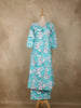 Aqua Blue Floral Printed Design Cotton Co-ord Set