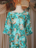 Aqua Blue Floral Printed Design Cotton Kurti