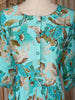 Aqua Blue Floral Printed Design Cotton Kurti