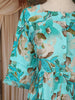 Aqua Blue Floral Printed Design Cotton Kurti
