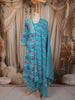 Aqua Blue Floral Printed Design Cotton Salwar Suit with Dupatta