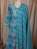 Aqua Blue Floral Printed Design Cotton Salwar Suit with Dupatta