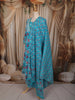 Aqua Blue Floral Printed Design Cotton Salwar Suit with Dupatta