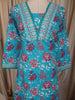 Aqua Blue Floral Printed Design Cotton Salwar Suit with Dupatta