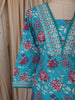 Aqua Blue Floral Printed Design Cotton Salwar Suit with Dupatta