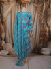 Aqua Blue Floral Printed Design Cotton Salwar Suit with Dupatta
