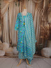 Aqua Blue Floral Printed Design Cotton Straight Cut Salwar Suit with Dupatta