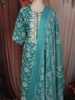 Aqua Blue Floral Printed Design Cotton Straight Cut Salwar Suit with Dupatta