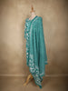 Aqua Blue Floral Printed Design Cotton Straight Cut Salwar Suit with Dupatta
