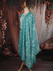 Aqua Blue Floral Printed Design Cotton Straight Cut Salwar Suit with Dupatta