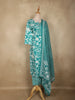 Aqua Blue Floral Printed Design Cotton Straight Cut Salwar Suit with Dupatta