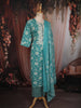 Aqua Blue Floral Printed Design Cotton Straight Cut Salwar Suit with Dupatta
