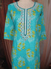 Aqua Blue Floral Printed Design Cotton Straight Cut Salwar Suit with Dupatta