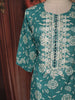 Aqua Blue Floral Printed Design Cotton Straight Cut Salwar Suit with Dupatta