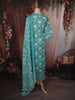 Aqua Blue Floral Printed Design Cotton Straight Cut Salwar Suit with Dupatta