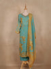 Aqua Blue Floral Printed Design Crepe Silk Straight Cut Salwar Suit