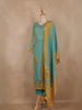 Aqua Blue Floral Printed Design Crepe Silk Straight Cut Salwar Suit