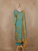 Aqua Blue Floral Printed Design Crepe Silk Straight Cut Salwar Suit