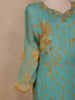 Aqua Blue Floral Printed Design Crepe Silk Straight Cut Salwar Suit