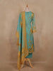 Aqua Blue Floral Printed Design Crepe Silk Straight Cut Salwar Suit