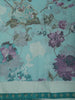 Aqua Blue Floral Printed Design Georgette Fancy Saree