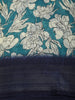 Aqua Blue Floral Printed Design Linen Cotton Casual Wear Saree