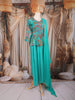Aqua Blue Floral Printed Design Peplum Top Palazzo Suit with Dupatta
