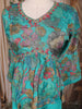 Aqua Blue Floral Printed Design Peplum Top Palazzo Suit with Dupatta