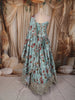 Aqua Blue Floral Printed Design Satin Fancy Lehenga with Dupatta