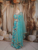 Aqua Blue Floral Printed and Beads Embroidered Design Chiffon Fancy Lehenga with Matching Dupatta