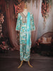 Aqua Blue Floral Printed and Mirror Embroidered Design Cotton Straight Cut Salwar Suit with Matching Dupatta
