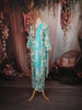 Aqua Blue Floral Printed and Mirror Embroidered Design Cotton Straight Cut Salwar Suit with Matching Dupatta