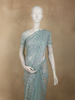 Aqua Blue Floral Sequins Embroidered Design Net Designer Saree