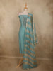 Aqua Blue Floral Sequins Embroidered Design Tissue Unstitched Salwar Material with Dupatta