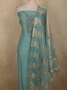 Aqua Blue Floral Sequins Embroidered Design Tissue Unstitched Salwar Material with Dupatta