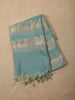 Aqua Blue Floral Sequins Embroidered Design Tissue Unstitched Salwar Material with Dupatta